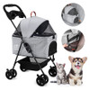 SKISOPGO Dog Cat Pet Gear 3-in-1 Foldable Pet Stroller Detachable Carrier Gray