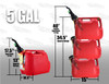 Fuelworx 5 Gallon Gas Cans, CARB Compliant, Stackable, Red, 3-Pack New