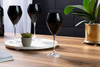 Colored V-shaped Water Glasses with Clear Stem-Set of 6-Fills 15 oz (black) New