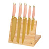 PARIS HILTON KNIFE BLOCK SET, MAGNETIC WOODEN KNIFE BLOCK, 6PC PINK/GOLD