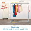 Tatkraft Party Telescopic Clothes Rail Extendable Rack Chrome Plated - Silver