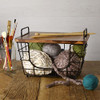 Gourmet Basics Madam Metal Stacking Nesting Basket Acacia Wood Lid - Black New