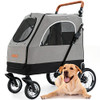 Kenyone Foldable Dog Stroller Medium Large Dogs 4 Wheels, Up to 140 lbs - Gray New