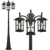 SadieStan Outdoor Lamp Post Light 3-Head 78IN Water E26 Triple Clear Shade Black New