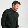 Aran Woollen Mills Eireann Mens Irish Cable Knit Sweater Emerald Green XX-Large New