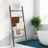 Leesinwing Wood Blanket Ladder 5 Tier Farmhouse Style Wall-Leaning - Dark Brown New