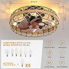 Caged Ceiling Fans With Light 18" Hemp rope Bladeless Low Profile Ceiling Fan New