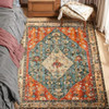 SERISSA 3' X 5' Washable Non Slip Boho Area Rug Bedroom Tribal Medallion Multi