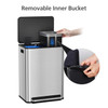 GARVEE 16 GALLON STAINLESS STEEL DUAL TRASH CAN REMOVABLE BASKETS - SILVER