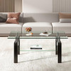 SMARTIK Glass Coffee Table Rectangle 2-Tier Tea Tables B0C9P7GHWX - Clear Top New