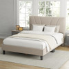 AVENCO QUEEN BED FRAME UPHOLSTERED PLATFORM ADJUSTABLE HEADBOARD - BEIGE