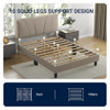 AVENCO QUEEN BED FRAME UPHOLSTERED PLATFORM ADJUSTABLE HEADBOARD - BEIGE