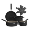 BELLA 9 PIECE CERAMIC NONSTICK COOKWARE, STACKABLE DESIGN, OVENSAFE - BLACK