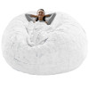 RAINBEAN BEAN BAG CHAIR COVER SOFT FLUFFY PV VELVET SOFA BED 5FT - WHITE