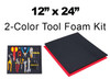 5S TOOL BOX SHADOW FOAM CUSTOM SIZE (12" x 24", Black Top/Red Bottom) New