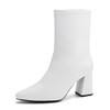 JABASIC Women Ankle Boots Pointed Toe Boots High Heel Booties (9,White)