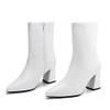 JABASIC Women Ankle Boots Pointed Toe Boots High Heel Booties (9,White)