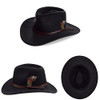 PORSYOND 100% Wool Felt Outback Fedora Hat Men Black Wide Brim Cowboy Hat