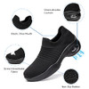 Women's Walking Shoes Sock Sneakers Mesh Slip On Nurse Shoes All Black Size 9.5 New