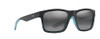 Maui Jim Men's & Women's The Flats Rectangular Sunglasses - Black W/Teal Stripes