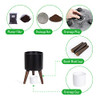 D'vine Dev 8 Inch Planter Pot with Wood Stand, Black, 88-O-A-2 New