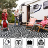 Plastic Straw Rug, Patio Rug Outdoor, RV Rug, Reversible Mats, 9x12 - Black New