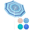 Hanekuc 6.5FT UV 50+ Beach Umbrella w/ Sand Anchor, Blue Green Stripe New