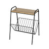 AMOBRO Side Table Modern End Table with Magazine Holder Wood & Metal
