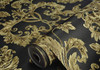 JZ·HOME 90504 Luxury Damask Non-Woven Wallpaper Rolls, Black/Gold New
