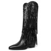 DOREENDORIS Fringe Boots for Women Metallic Cowboy Boots Pointed Toe New