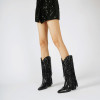 DOREENDORIS Fringe Boots for Women Metallic Cowboy Boots Pointed Toe New