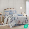 MADISON PARK FLORAL COTTON COMFORTER SET, 8PC QUEEN SET, CASSANDRA BLUE/WHITE New