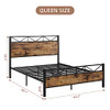 GAOMON QUEEN BED METAL PLATFORM BED FRAME VINTAGE WOOD PHO-OYJGKVRX - BROWN