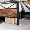GAOMON QUEEN BED METAL PLATFORM BED FRAME VINTAGE WOOD PHO-OYJGKVRX - BROWN
