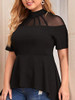 Romwe Women's Plus Size Party Longline Blouse Black 2X Plus B0895VMVWK
