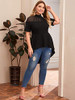 Romwe Women's Plus Size Party Longline Blouse Black 2X Plus B0895VMVWK
