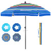 Brace Master 8.5ft Beach Umbrella - BlueRed Stripe with Table,8.5ft