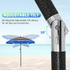 Brace Master 8.5ft Beach Umbrella - BlueRed Stripe with Table,8.5ft