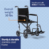 Medline Steel Transport Chair, Removable Swing-Away Footrests, B09YMQQ1PF New