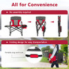 COSTWAY Folding Camping Chair Heavy-Duty Director Chair Supports 400lbs Red New