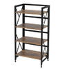 Kavfocoy Folding Bookshelf 4 Tier No Assembly Rustic Brown, 4 Tier New