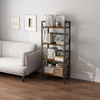 Kavfocoy Folding Bookshelf 4 Tier No Assembly Rustic Brown, 4 Tier New