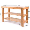 JS NOVA JUNS Bamboo Shoe Bench Rack 2 Tier Shoe Storage Racks Shelf - Natural New