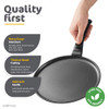 GOURMEX Black Induction Crepe Pan PFOA Free Nonstick Coating 10" - New New