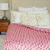 ColeyBear Millennial Pink Boho Home Decor Blanket (40x60in) Big Chunky Yarn New