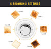 Toaster 2 Slice Long Slot, LauKingdom Auto Pop-Up Stainless Steel 1.57" Wide New