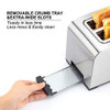 Toaster 2 Slice Long Slot, LauKingdom Auto Pop-Up Stainless Steel 1.57" Wide New