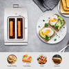 Toaster 2 Slice Long Slot, LauKingdom Auto Pop-Up Stainless Steel 1.57" Wide New