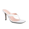 ComeShun Women Slip On Kitten Heels Mules Square Toe Flip Flops Sandals White