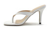 ComeShun Women Slip On Kitten Heels Mules Square Toe Flip Flops Sandals White